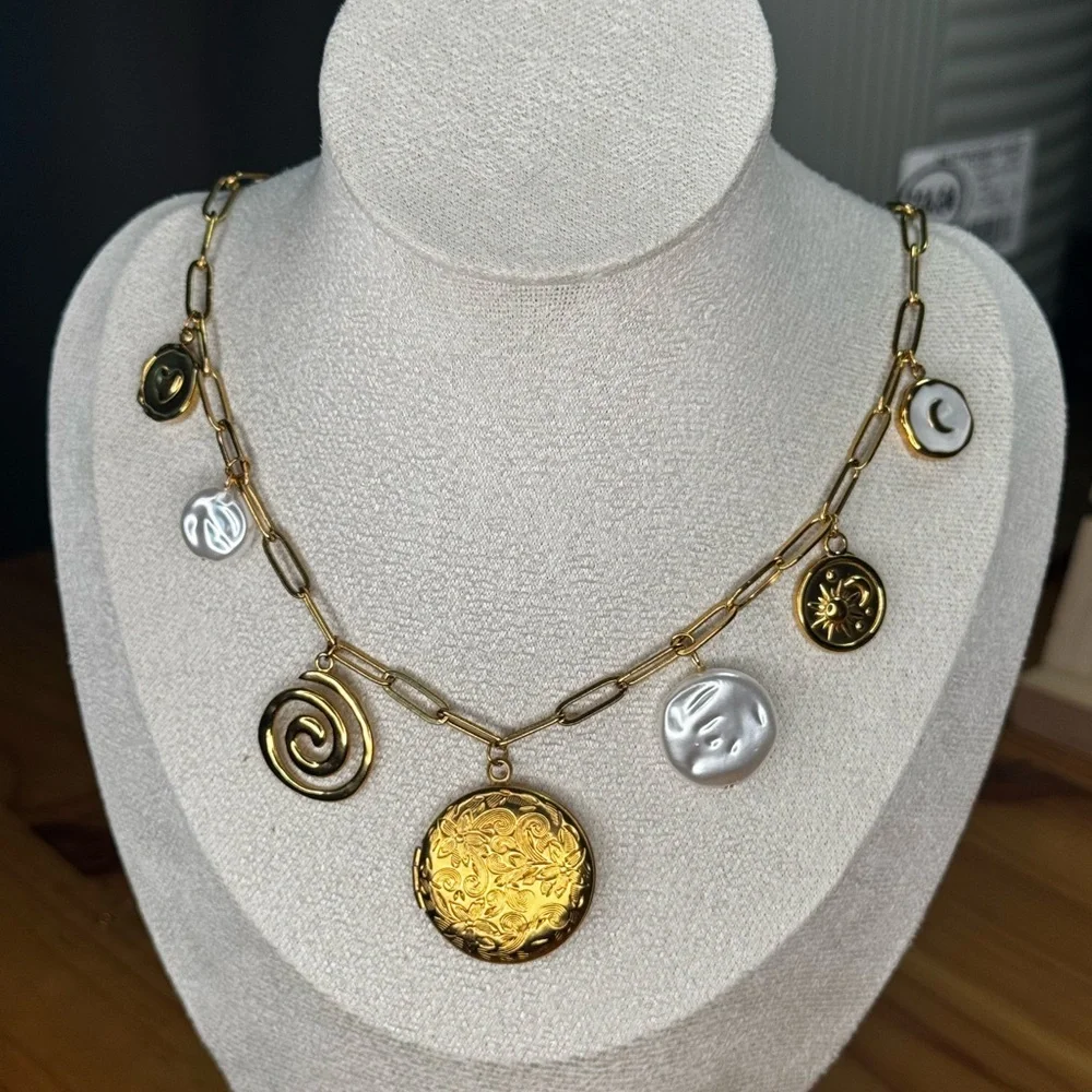Gold and Silver Charm Necklace - Picture 4 of 4